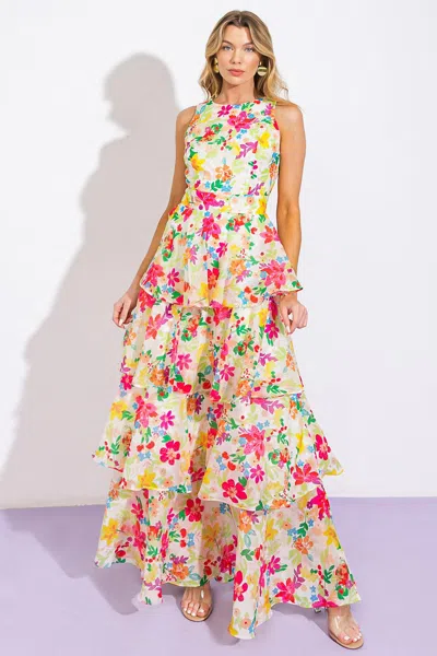 Truedames Del Rey High Rise Woven Maxi Dress In Multi