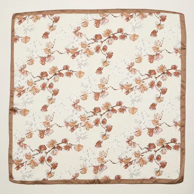Truedames Delicate Floral Branch Print Square Bandana Scarf In Brown