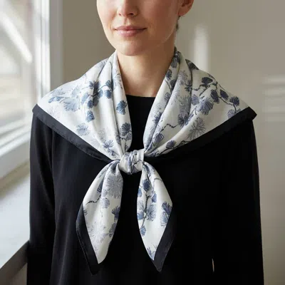 Truedames Delicate Floral Branch Print Square Bandana Scarf In Purple