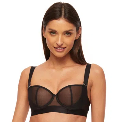 Truedames Delicate Sheer Balconette Bra In Black