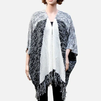 Truedames Delta Knit Acrylic Poncho In Black