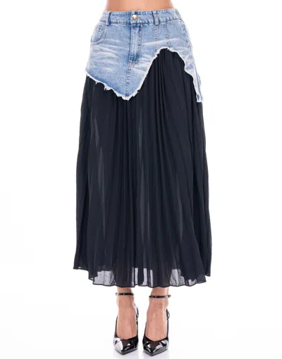 Truedames Denim Contrast Skirt In Blue
