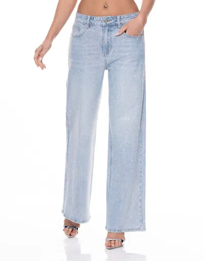 Truedames Denim Rhinestone Pants In Blue