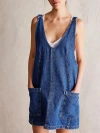 Truedames Denim Scoop Neck Overall Dress In Blue