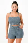 Truedames Denim Tank Top And Matching Short Set In Blue