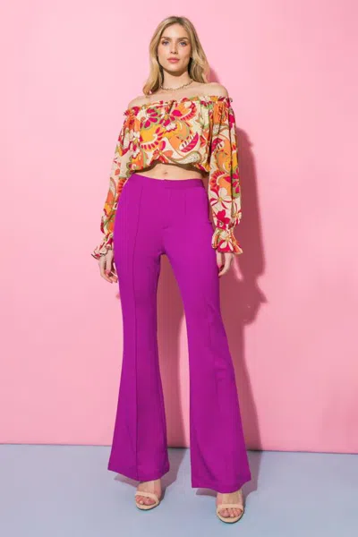 Truedames Depths Of Beauty Flare Pants In Pink