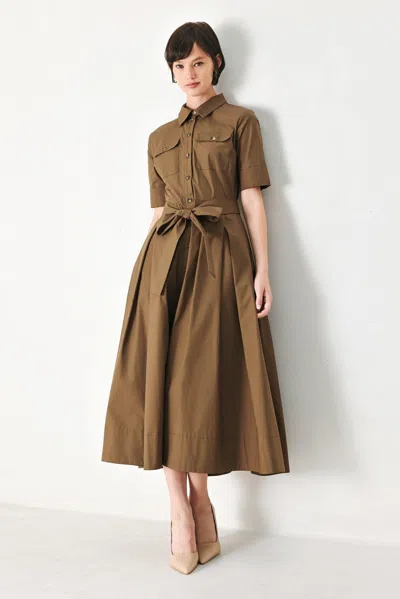 Truedames Desert Icon Woven Midi Shirt Dress In Brown