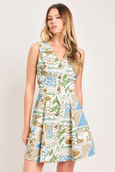 Truedames Desert Mosaic Woven Mini Dress In Multi