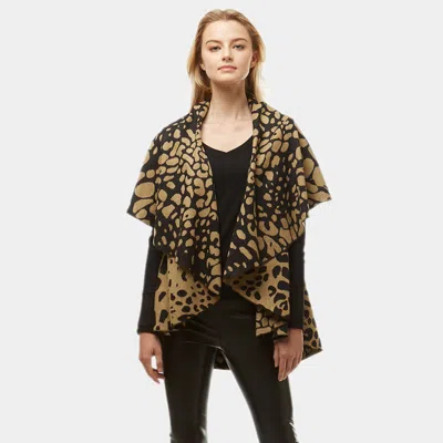 Truedames Diameter Animal Print Cape Vest In Brown