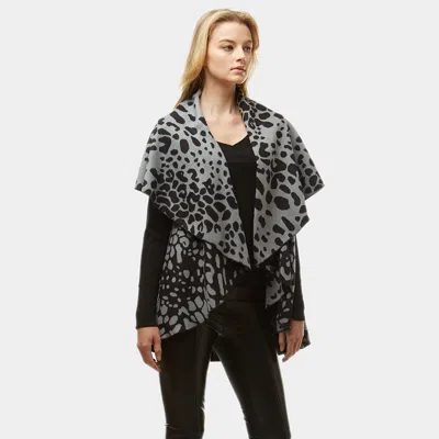 Truedames Diameter Animal Print Cape Vest In Gray