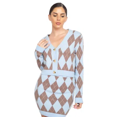 Truedames Diamond Button-front Cardigan Top In Multi