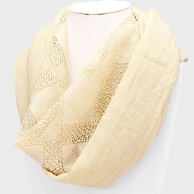 Truedames Diamond Mesh Polyester Infinity Scarf In Sand