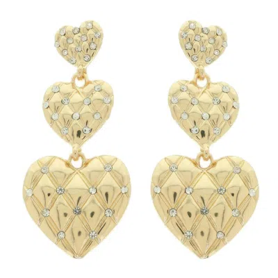 Truedames Diamond Pattern Heart Earrings In Gold