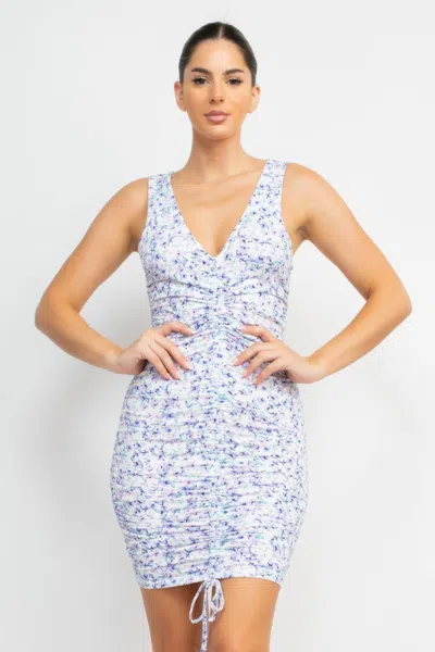Truedames Ditsy Floral Ruching Dress In Blue
