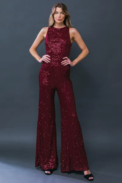 Truedames Divine Wanderings Sequin Jumpsuit In Red