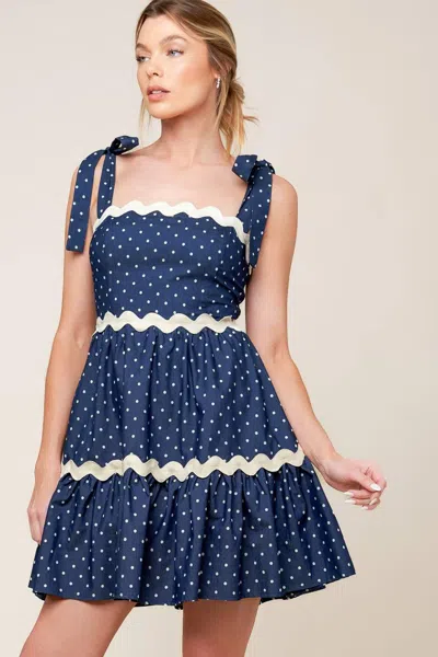 Truedames Divinely Dotted Woven Mini Dress In Blue