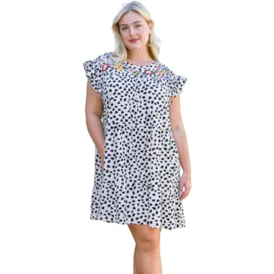 Truedames Dizzy Printed Tiered Babydoll Dress In White