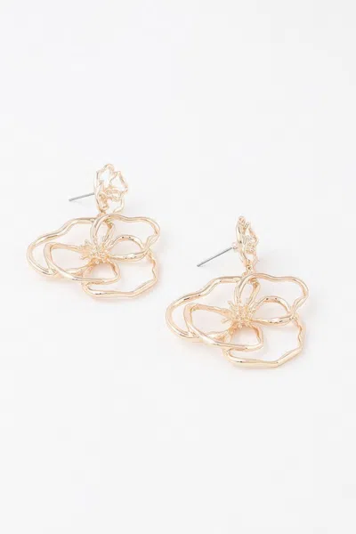 Truedames Doodle Flower Drop Earrings In Gold
