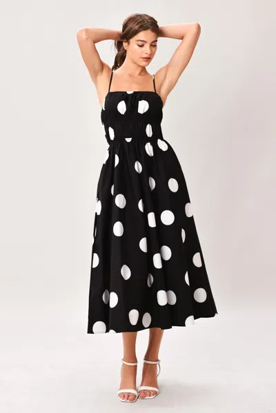 Truedames Dot Theory Woven Midi Dress In Black