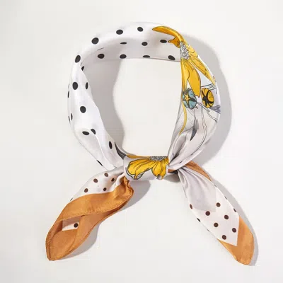 Truedames Dotted Daisy Print Square Bandana Scarf In White