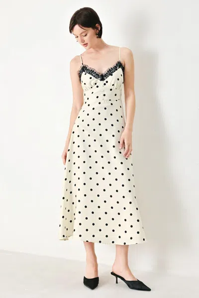 Truedames Dotty Sweetheart Woven Midi Dress In White