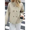 Truedames Double Breasted V Neck Trench Long Sleeve Coat In White