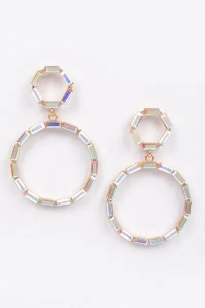 Truedames Double Circle Dangle Rhinestone Earring In Multi