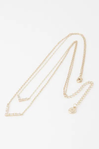 Truedames Double Crystal V Necklace In Gold