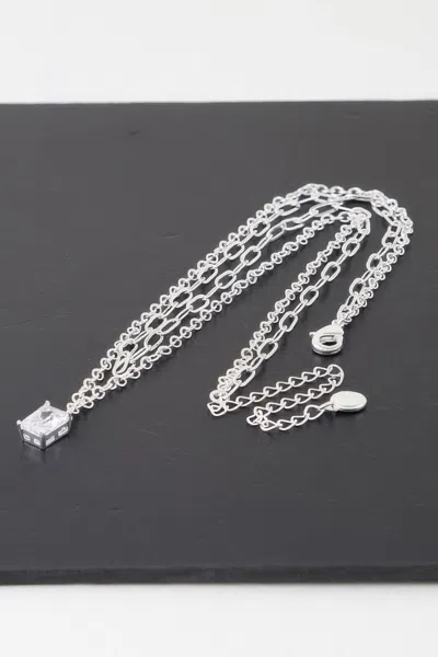 Truedames Double Cubic Crystal Chain Necklace In Silver