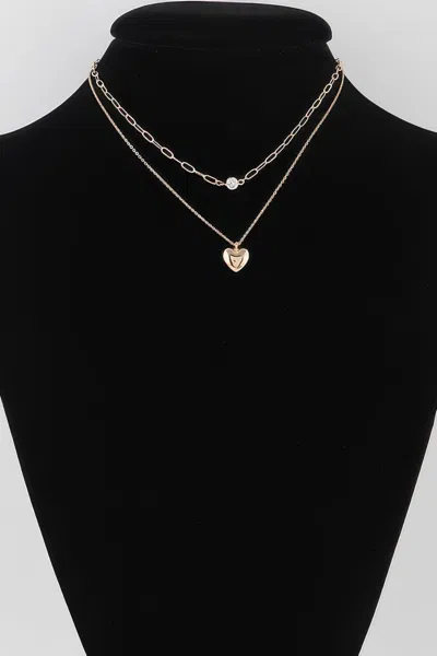 Truedames Double Heart Chain Necklace In Gold