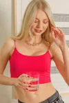 Truedames Double Layered Spaghetti Bra Cami In Pink