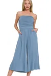 Truedames Double Layered Strapless Tube Top Jumpsuit In Multi