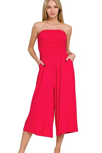 Truedames Double Layered Strapless Tube Top Jumpsuit In Pink