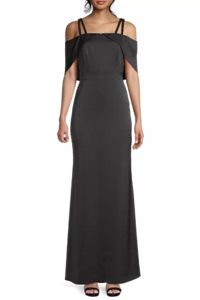 Truedames Double Strap Satin Column Gown In Black