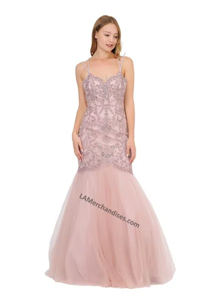 Truedames Double Straps Embroidered Long Mermaid Dress In Multi