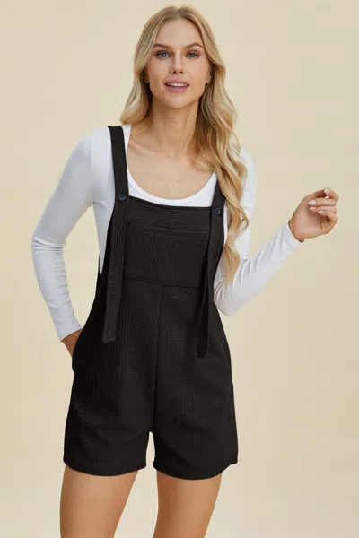 Truedames Double Take Full Size Texture Sleeveless Romper In Black
