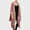 Truedames Draped Chevron Pattern Half Sleeve Knit Cardigan With Fringe In Multi