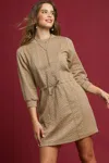 Truedames Drawstring Cable Knit Mini Dress With Pockets In Brown