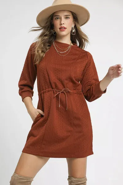 Truedames Drawstring Cable Knit Mini Dress With Pockets In Multi