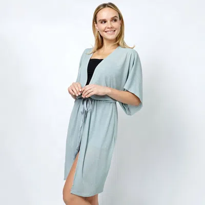 Truedames Drawstring Jersey Kimono Cardigan In Gray