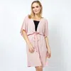 Truedames Drawstring Jersey Kimono Cardigan In Pink