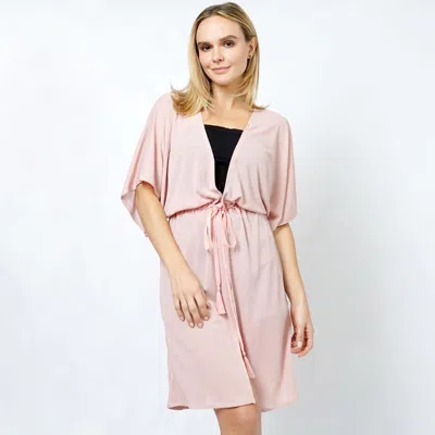 Truedames Drawstring Jersey Kimono Cardigan In Pink
