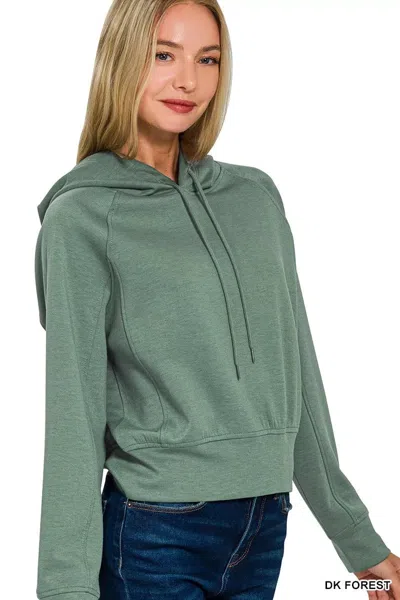 Truedames Drawstring Scuba Hoodie In Green