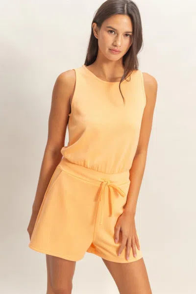 Truedames Drawstring Waist Sleeveless Romper In Yellow