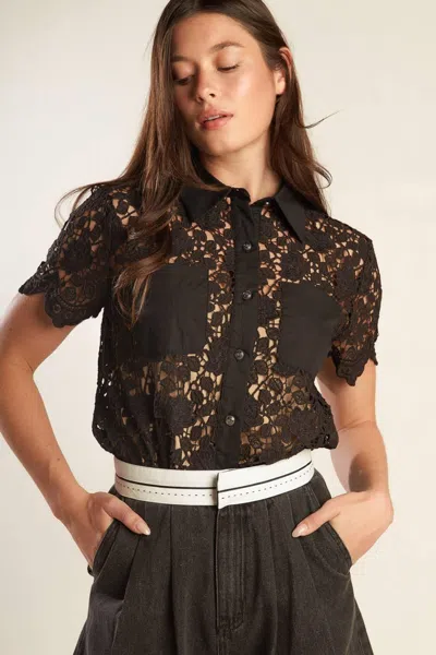 Truedames Dream Of The Fleet Woven Lace Top In Black