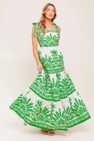 Truedames Dream Walker Olive Woven Maxi Dress In Green