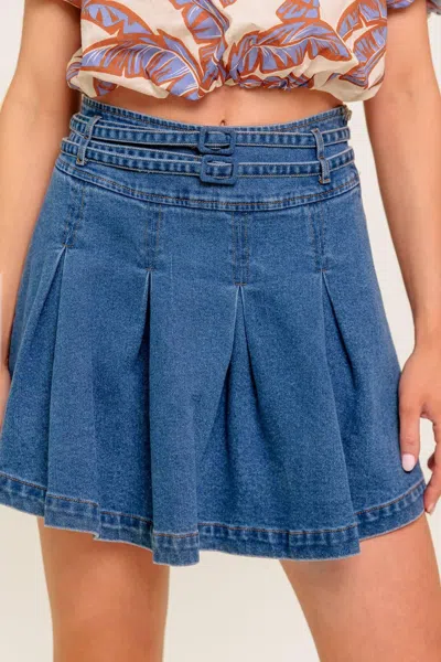 Truedames Dreammist Medium Indigo Denim Skort In Blue