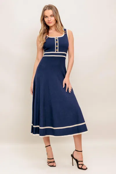 Truedames Dreamy Daisy Knit Midi Dress In Blue