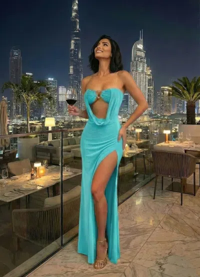 Truedames Dress,floor-length Evening Gown Maxi Dress In Blue