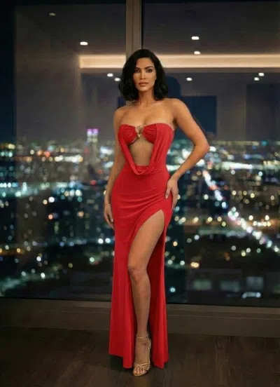 Truedames Dress,floor-length Evening Gown Maxi Dress In Red